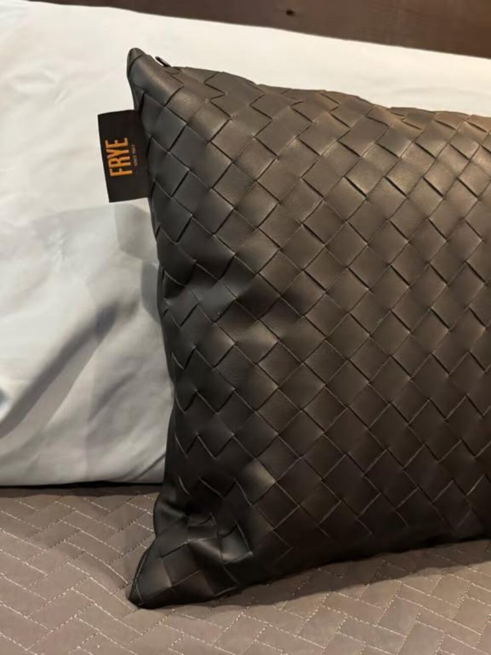 FRYE Faux Leather Pillow COVER Black Rectangular Texture 20”x 14" *READ*